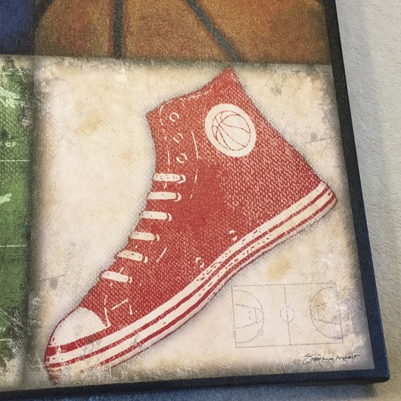 Basketball Canvas Wall Print in wooden frame, NWOT - Picture 5 of 7